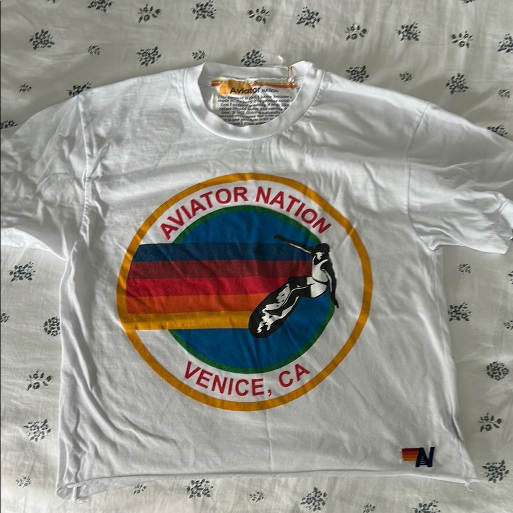 Aviator Nation Red and White Short Sleeve Tee